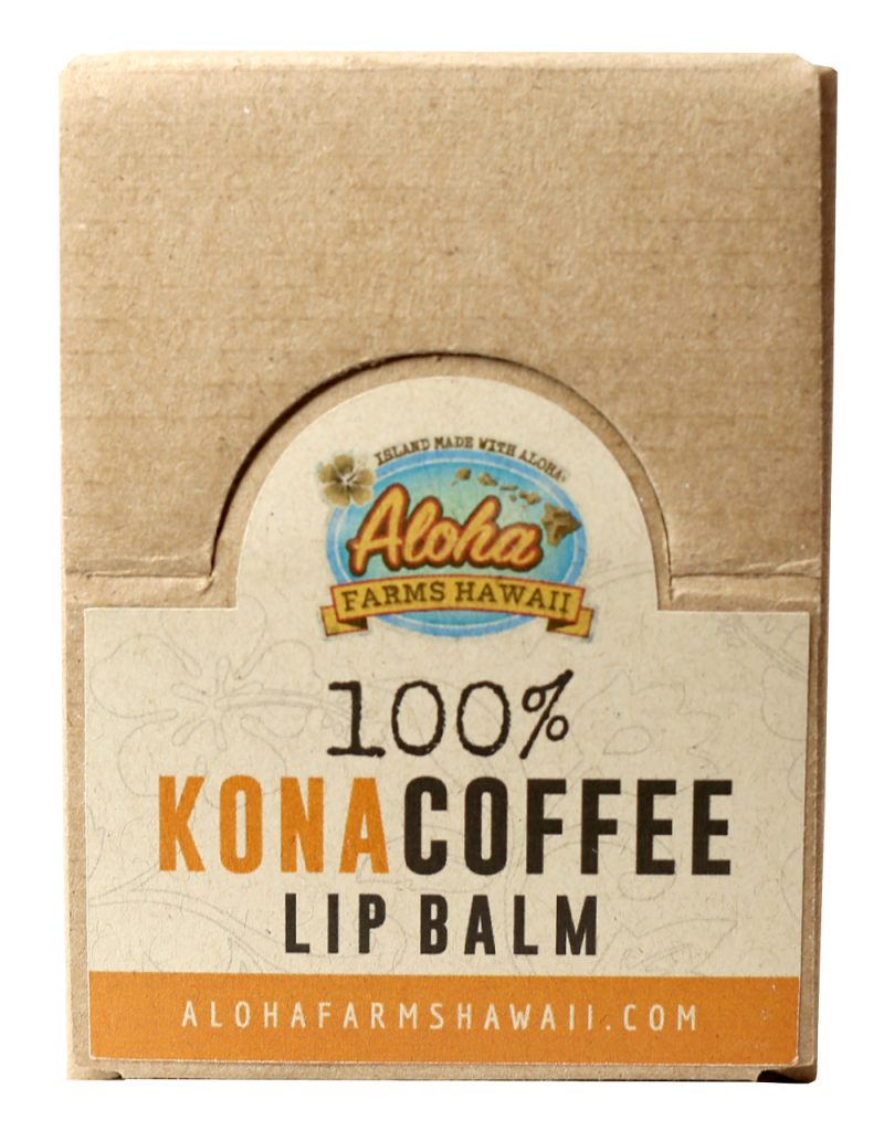 Box of coffee lip balm exterior from Aloha Farms Hawaii